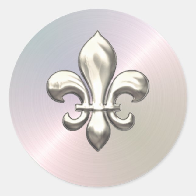 Sticker Rond Fleur de Lis en argent sur Pearl (Devant)