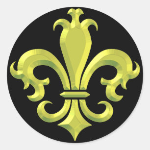 Sticker Rond Fleur De LIs Fancy Or Nouvelle Orléans