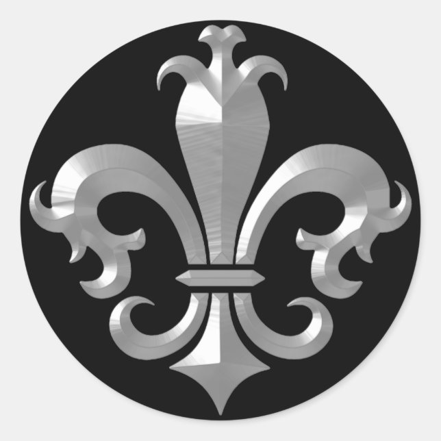 Sticker Rond Fleur De LIs Fancy Silver Bevel Saints Classic (Devant)