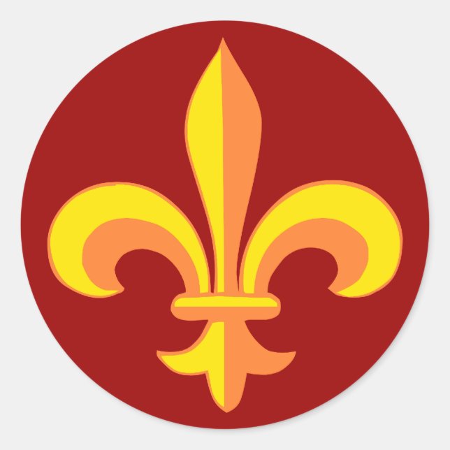 Sticker Rond Fleur de lis jaune yellow (Devant)