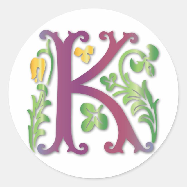 Sticker Rond Fleur de lis K Monogramme (Devant)