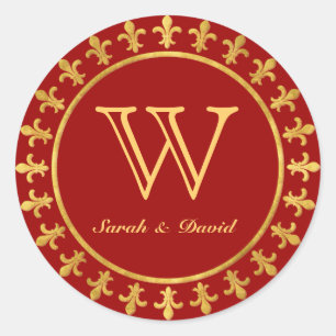Sticker Rond Fleur de lis Monogramme personnalisable