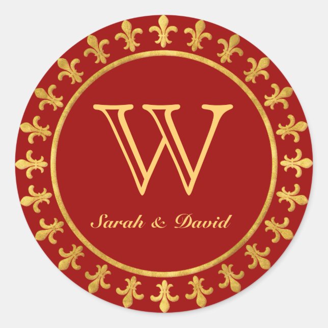 Sticker Rond Fleur de lis Monogramme personnalisable (Devant)