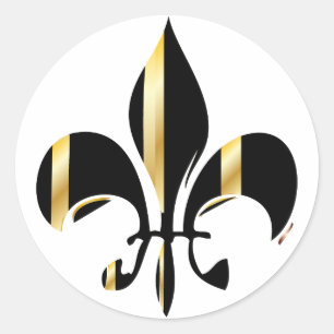 Sticker Rond Fleur de Lis noir et or