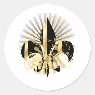 Sticker Rond Fleur de Lis noir et or