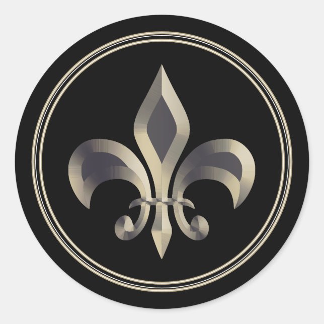 Sticker Rond Fleur de Lis Or métallique (Devant)