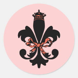 Sticker Rond Fleur de lis Queen avec l'arc