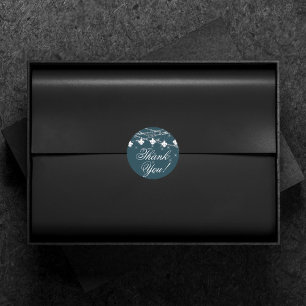 Sticker Rond Fleur de Lis Turquoise Merci des lumières des fé