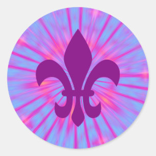 Sticker Rond Fleur de Lis violet