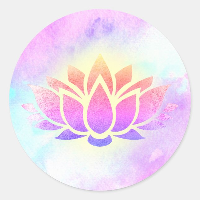 Sticker Rond fleur de lotus à l'aquarelle (Devant)