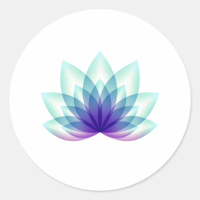 Sticker Rond Fleur de lotus bleu vert simple (Devant)