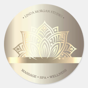 Sticker Rond Fleur de Lotus en Or Chic Yoga