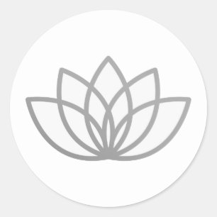 Sticker Rond Fleur de Lotus Gris Cute Essentiel