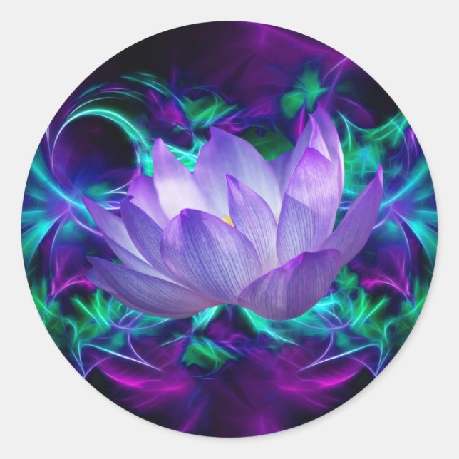 Sticker Rond Fleur de lotus pourpre et sa signification (Devant)