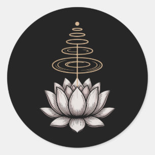 Sticker Rond Fleur de lotus spirituelle Unalome Zen Méditation