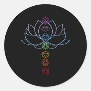Sticker Rond Fleur de Lotus Zen Spirituelle Chakras Alignés Yog