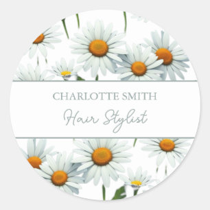 Sticker Rond Fleur de marguerite blanc moderne tendance