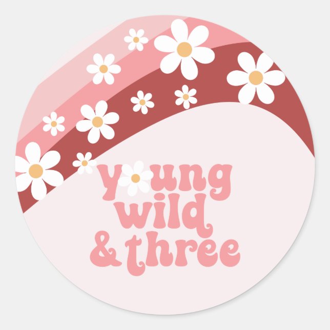 Sticker Rond Fleur de marguerite rétro 3e anniversaire (Devant)