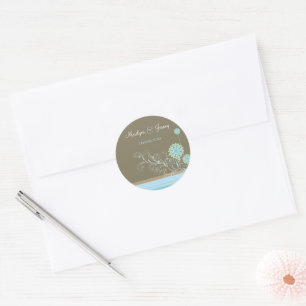 Sticker Rond Fleur de neige bleue Whimsical Flûtes d'hiver Mari