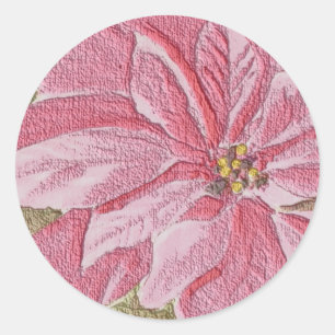 Sticker Rond Fleur de Noël Poinsettia peinte