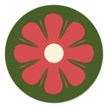 Fleur de Noël simple Crème verte rouge de Noël