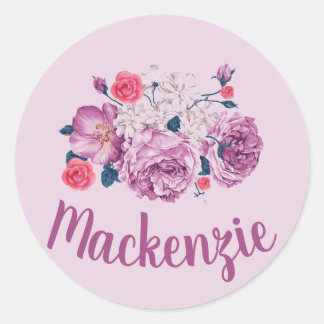 Sticker Rond Fleur de nom Mackenzie Fleur de fille personnalisé