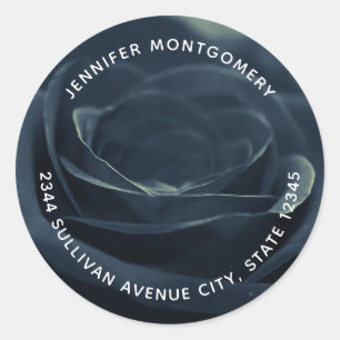 Sticker Rond Fleur de Rose Noire Adresse de Vibration Gothique 
