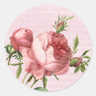 Sticker Rond Fleur de rose pastel floral
