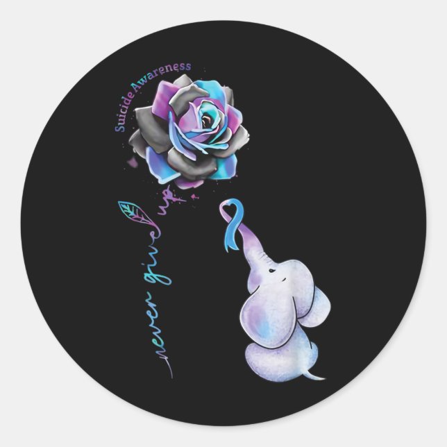 Sticker Rond Fleur de sensibilisation à la prévention du suicid (Devant)