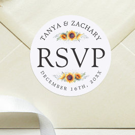 Sticker Rond Fleur de tournesol | Mariage RSVP
