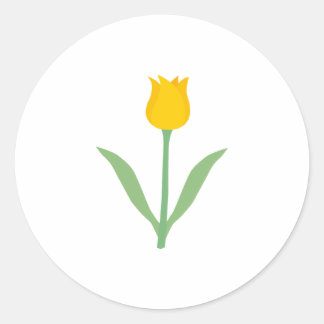 Sticker Rond Fleur de tulipe jaune.