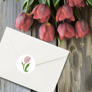 Sticker Rond Fleur de tulipe rose