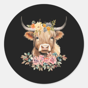 Sticker Rond Fleur de vache bébé mignonne Noël