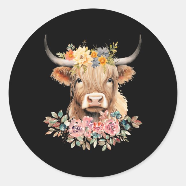 Sticker Rond Fleur de vache bébé mignonne Noël (Devant)