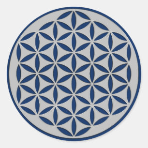 Sticker Rond Fleur de vie - argent pointu + vos idées