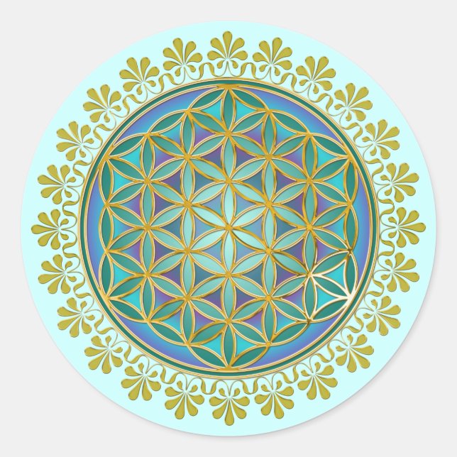 Sticker Rond Fleur de vie / Blume des Lebens - Bouton V (Devant)