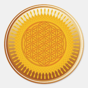 Sticker Rond Fleur de vie / Blume des Lebens - Brun soleil