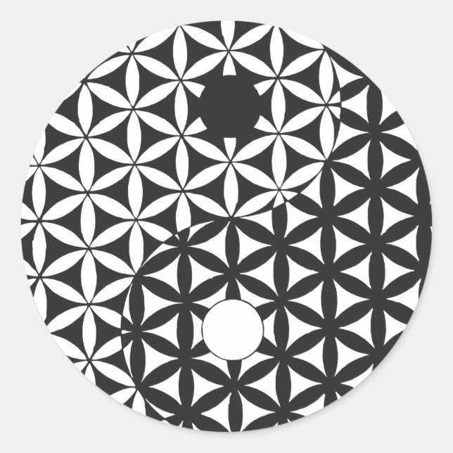 Sticker Rond Fleur de vie espace temps Yin Yang (Devant)