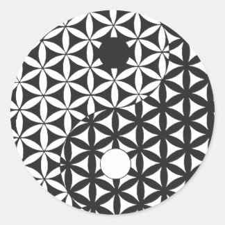 Sticker Rond Fleur de vie espace temps Yin Yang