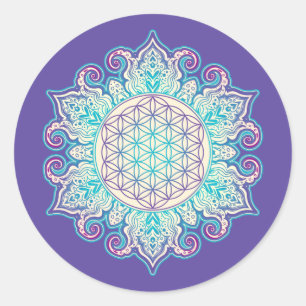 Sticker Rond Fleur De Vie - Indien Mandala 2