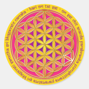 Sticker Rond Fleur De Vie / Mantra Moola jaune
