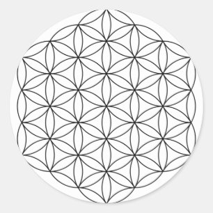 Sticker Rond Fleur de vie (noir et blanc)