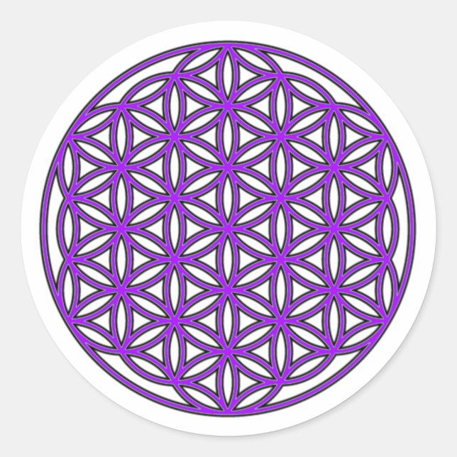 Sticker Rond Fleur de vie pourpre (Devant)