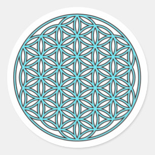 Sticker Rond Fleur de vie simple Turquoise