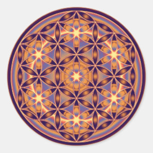Sticker Rond Fleur De Vie - Style Bouton 02