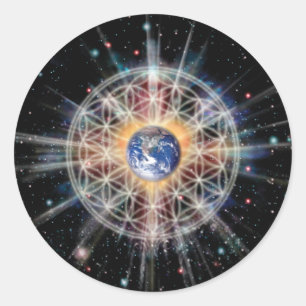 Sticker Rond Fleur de vie sur Terre