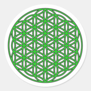 Sticker Rond Fleur de vie vert unique