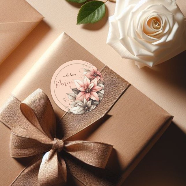 Sticker Rond Fleur délicate personnalisable  (Créateur téléchargé)