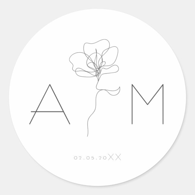 Sticker Rond Fleur dessinée à la main (Devant)