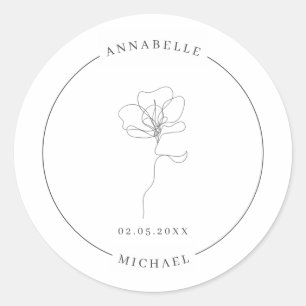 Sticker Rond Fleur dessinée à la main